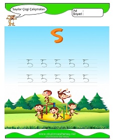 5 Rakamı Çizgi Çalışmaları Çalışma Sayfaları